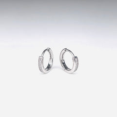 Silver CZ Stone With Double  Line Earring