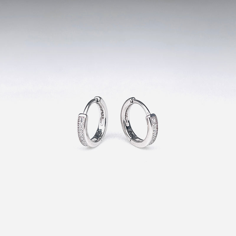Silver CZ Stone With Double  Line Earring