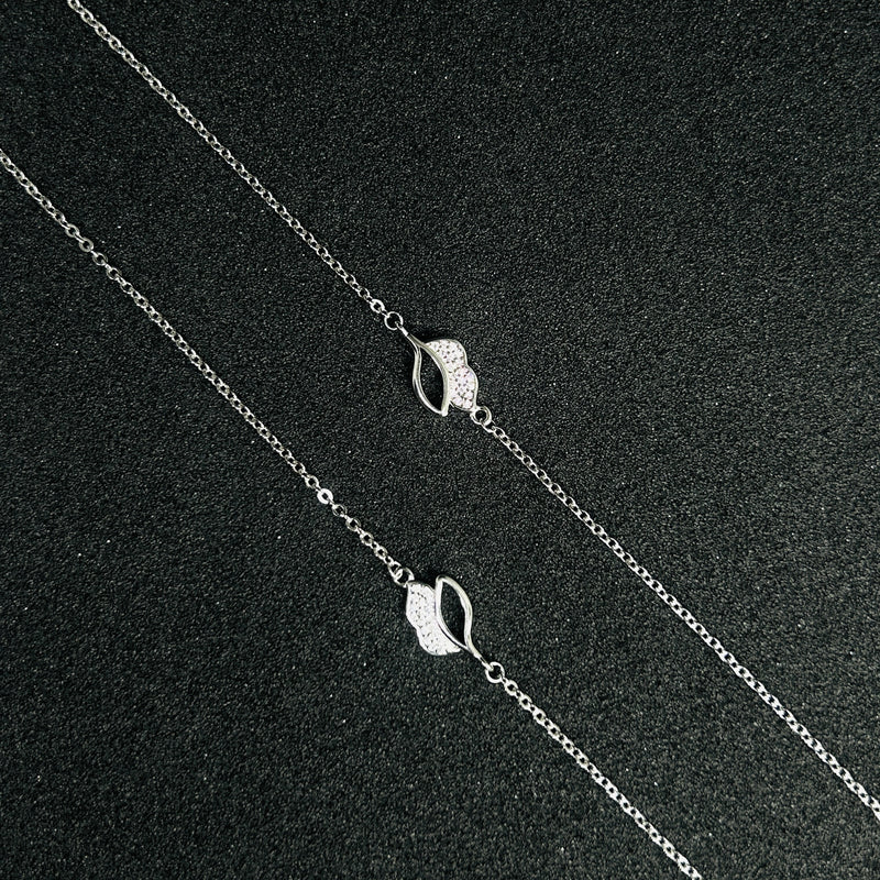 Sterling Silver Delicate Leaf Anklet