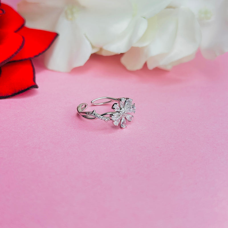 Sterling silver Leaf Flower Ring