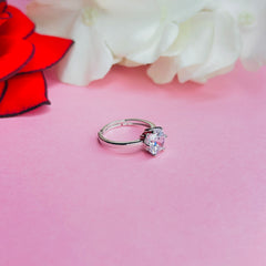 Silver Round Brilliant Diamond Cut Zirconia Solitaire Ring