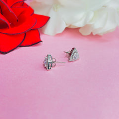 Silver CZ Stone With Triangle  Solitaire Top