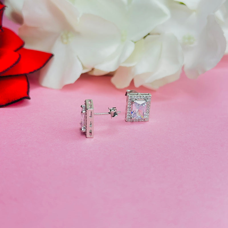 Silver CZ Stone With Square Solitaire Top