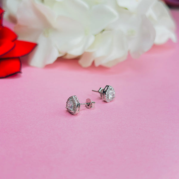 Silver CZ Stone With heart Solitaire Top