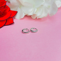 Silver CZ Stone Single Line Solitaire Earring