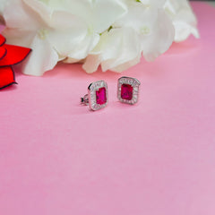 Silver CZ Stone Ruby Solitaire Top