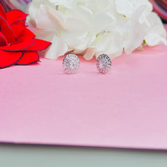Silver CZ Stone With Round Solitaire Top