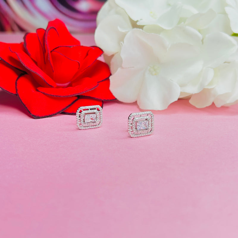 Silver CZ Stone With Center Solitaire Top