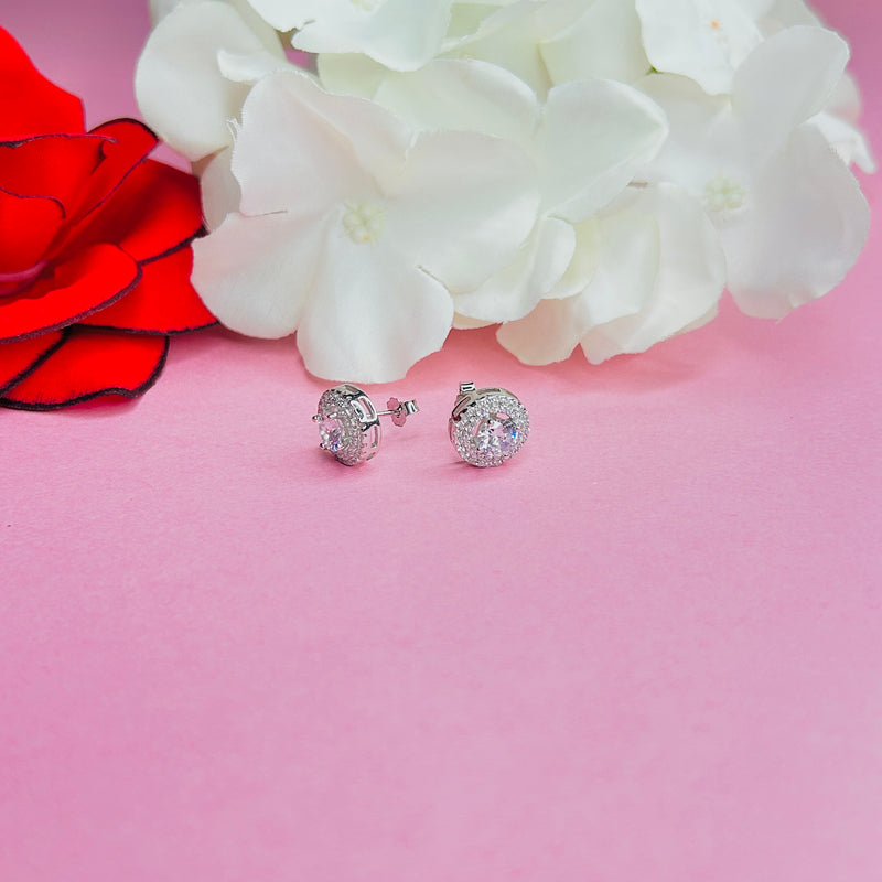 Silver CZ Stone With Round Solitaire Top
