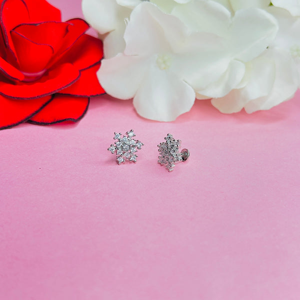 Silver CZ Stone With Flower Shape  top