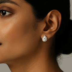 Silver CZ Stone With Pear Solitaire Top