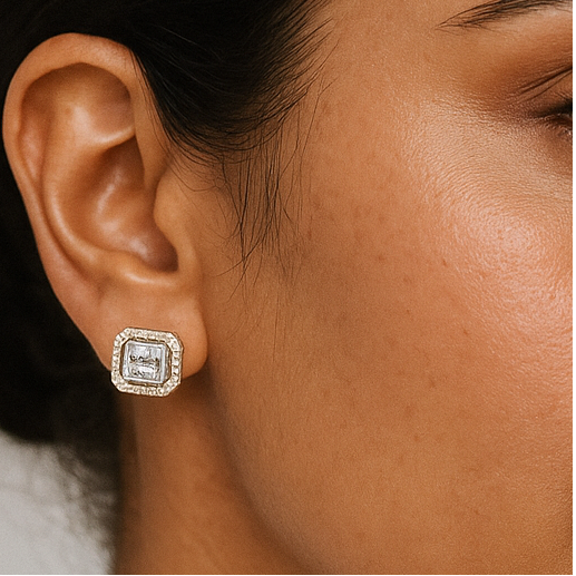 Silver CZ Stone With Center Solitaire Top