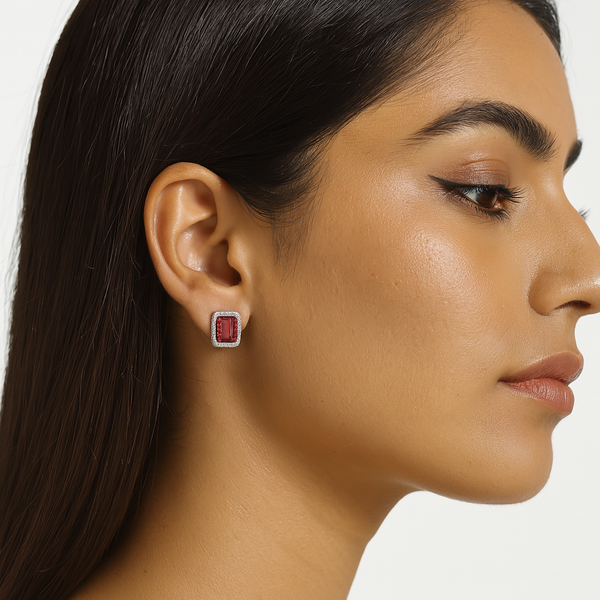 Silver CZ Stone Ruby Solitaire Top