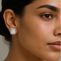 Silver CZ Stone With Square Solitaire Top