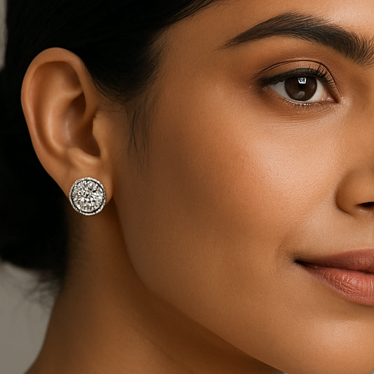 Silver CZ Stone With Round Solitaire Top