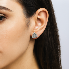 Silver CZ Stone With Triangle  Solitaire Top