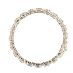 Luxury Square Crystal Stone 925 Silver Kada Bangle for Women