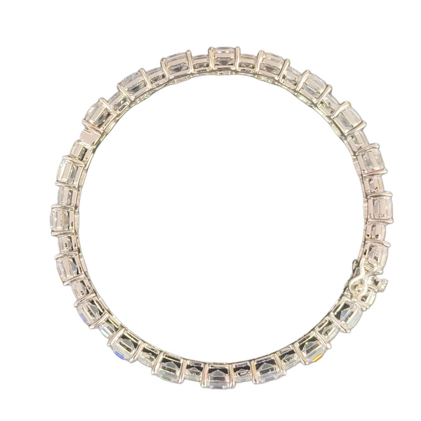 Luxury Square Crystal Stone 925 Silver Kada Bangle for Women