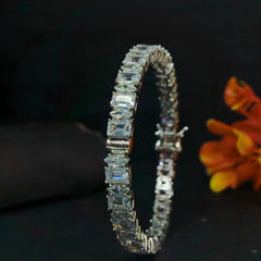 Premium Square Crystal Kada 925 Silver Anklet, Bangle for Women