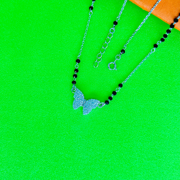 Silver Full stones Butterfly Mangalsutra