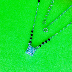 Silver solitaire square  Mangalsutra