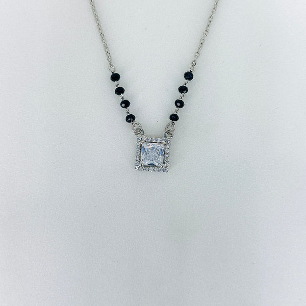 Silver solitaire square  Mangalsutra