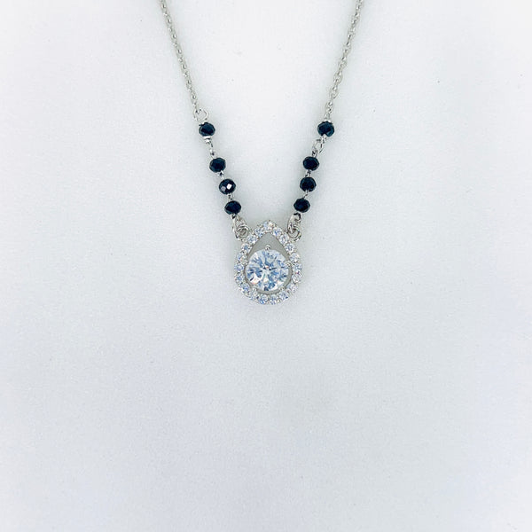 Silver solitaire water drop Mangalsutra