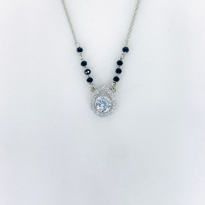 Silver solitaire water drop Mangalsutra