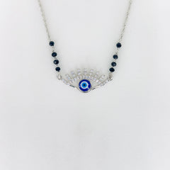 Silver Glimmer Evil Eye Mangalsutra