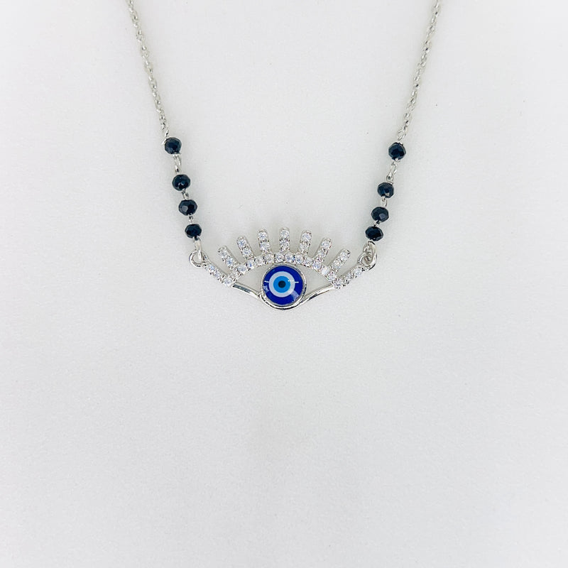 Silver Glimmer Evil Eye Mangalsutra