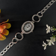 92.5 Sterling Silver Art Deco Rectangular Tennis Watch