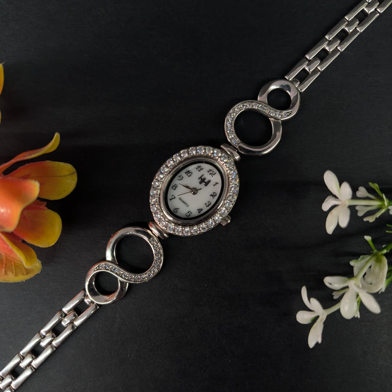 92.5 Sterling Silver Art Deco Rectangular Tennis Watch