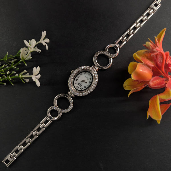 92.5 Sterling Silver Art Deco Rectangular Tennis Watch