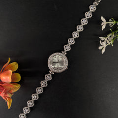 92.5 Sterling Silver Floral Halo Tennis Watch