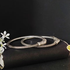 92.5 Sterling Silver Traditional Kada Bangle Set for Women
