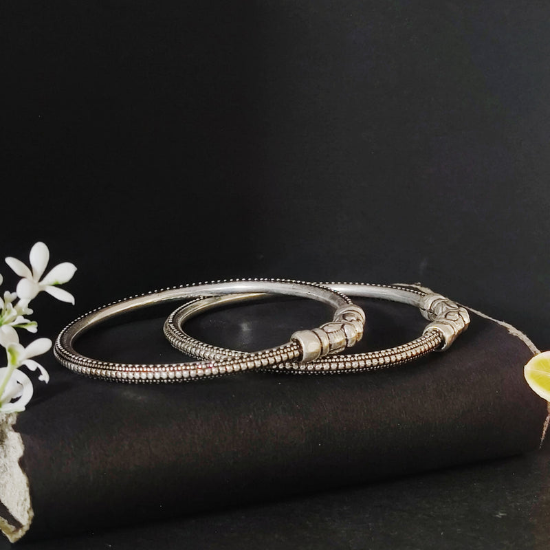 92.5 Sterling Silver Traditional Kada Bangle Set for Women