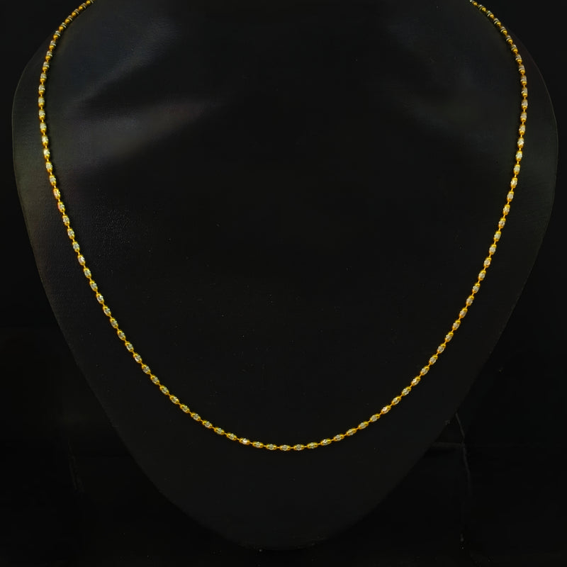 92.5 Sterling Silver Dual-Tone Bead Station Chain