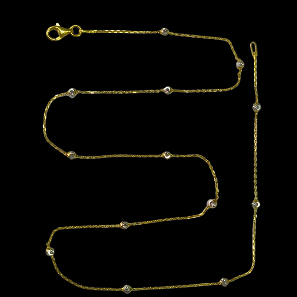 92.5 Sterling Silver Dual-Tone Bead Station Chain