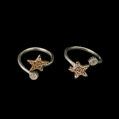 92.5 Sterling Silver Celestial Star & Solitaire Toe Rings