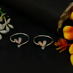 92.5 Sterling Silver Radiant Heart & Solitaire Toe Rings