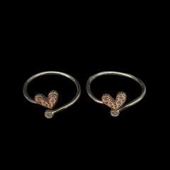 92.5 Sterling Silver Radiant Heart & Solitaire Toe Rings