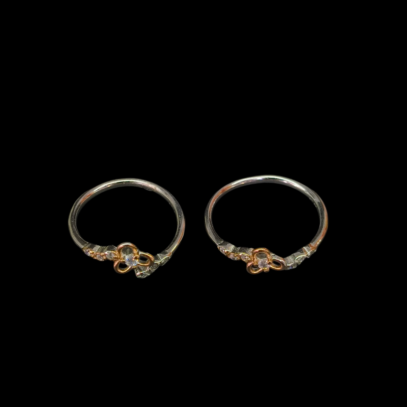 92.5 Sterling Silver Infinite Bloom Dual-Tone Toe Rings