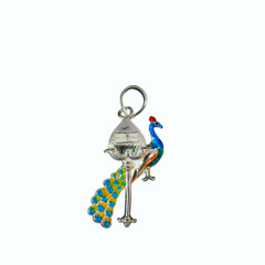92.5 Sterling Silver Divine Peacock & Shivling Enameled Pendant