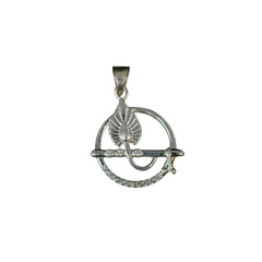 92.5 Sterling Silver Lord Krishna Flute & Peacock Feather Pendant