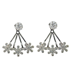 92.5 Sterling Silver Blooming Floral Ear Jacket Earrings