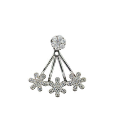 92.5 Sterling Silver Blooming Floral Ear Jacket Earrings