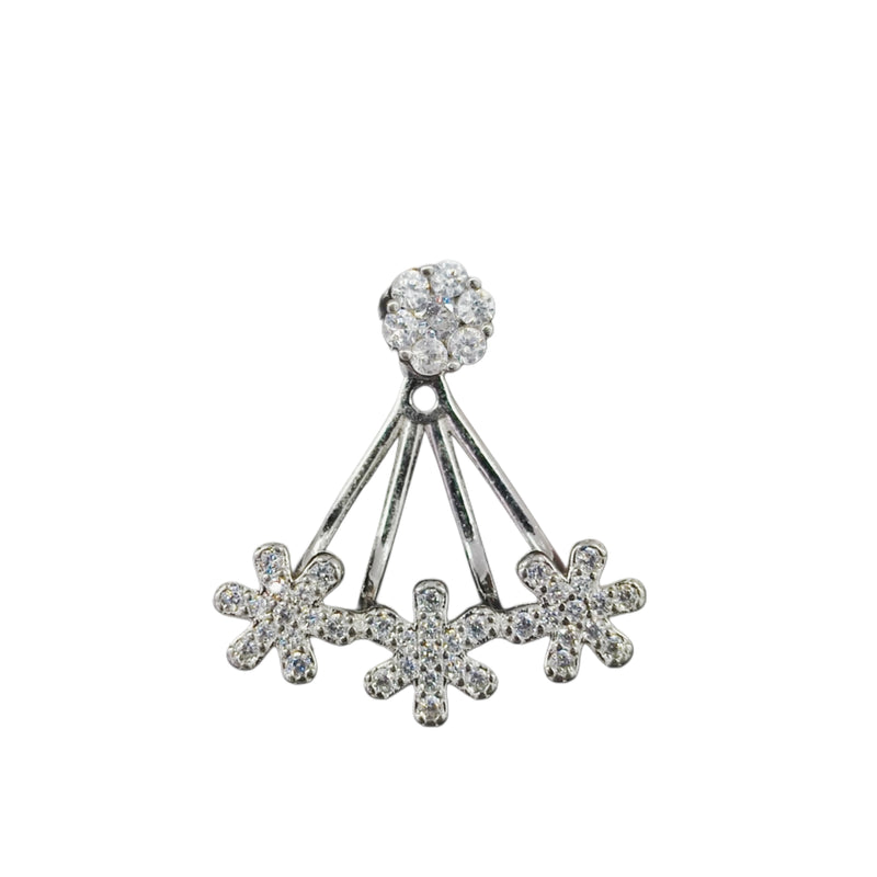 92.5 Sterling Silver Blooming Floral Ear Jacket Earrings