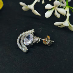 92.5 Sterling Silver Oval Solitaire & Crescent Jacket Earrings