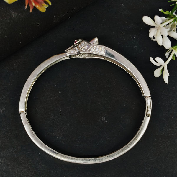 92.5 Sterling Silver Panther Head Iced-Out Statement Bangle