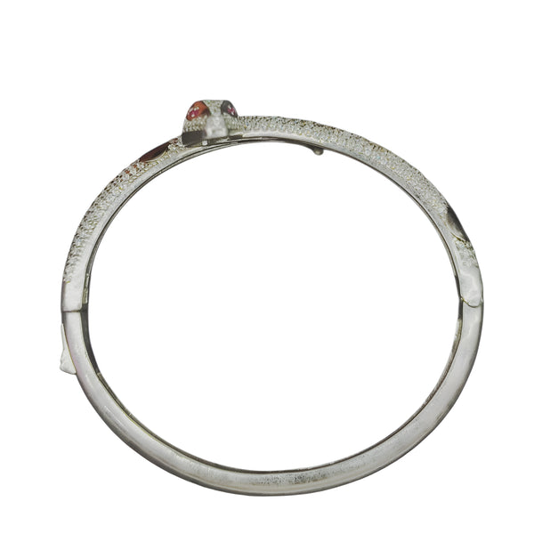 92.5 Sterling Silver Iced-Out Snake Statement Bangle